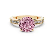 Round Vintage Pavé Engagement Ring Setting for a Fancy Pink Lab-Grown Diamond | Yellow Gold