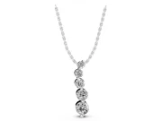 Round Lab-Grown Diamond Graduated Drop Pendant Necklace | Hidden Bail | Sterling Silver