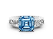 Asscher Cut 5 Stone Engagement Ring Setting for a Fancy Blue Lab-Grown Diamond | White Gold