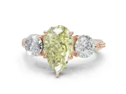 Pear-Shaped Three Stone Engagement Ring Setting for a Fancy Yellow Lab-Grown Diamond | Tapered Pave Band | Rose Gold