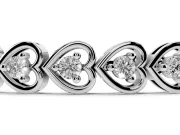 Round Lab-Grown Diamond Heart Link Tennis Bracelet | Double Outline | Sterling Silver