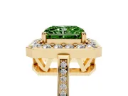 Radiant Cut Halo Engagement Ring Setting for a Fancy Green Lab-Grown Diamond | Polished Halo Rim | Yellow Gold
