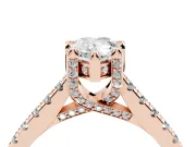 Pear-Shaped Hidden Halo Pave Engagement Ring Setting | Claw Prongs | Rose Gold