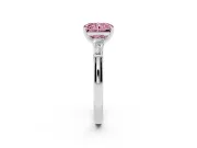 Fancy Pink Radiant Cut Diamond Solitaire Ring Set in Platinum with Tapered Baguette Side Stones and Prong Setting