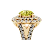 Round Halo Split Shank Engagement Ring Setting for a Fancy Yellow Lab-Grown Diamond | Pavé Strands | Yellow Gold