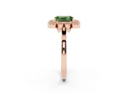 Emerald Cut Milgrain Cluster Halo Engagement Ring Setting for a Fancy Green Lab-Grown Diamond | Plain Band | Rose Gold