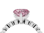 Heart-Shaped Beaded Engagement Ring Setting for a Fancy Pink Lab-Grown Diamond | White Gold