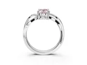Oval Bypass Solitaire Engagement Ring Setting for a Fancy Pink Lab-Grown Diamond | Pavé Strands | Sterling Silver