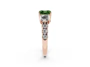Asscher Cut Three Stone Engagement Ring Setting for a Fancy Green Lab-Grown Diamond | Accented Shoulders | Rose Gold