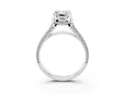 Emerald Cut Diamond Pavé Split Shank Solitaire Ring Set in White gold with Prong Setting