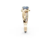 Cushion Cut Bypass Solitaire Engagement Ring Setting for a Fancy Blue Lab-Grown Diamond | Pavé Strands | Yellow Gold