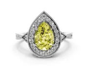 Pear-Shaped Halo Engagement Ring Setting for a Fancy Yellow Lab-Grown Diamond | Sterling Silver - Design NV-24762