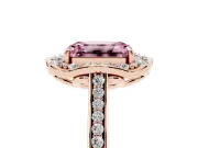 Emerald Cut Halo Engagement Ring Setting for a Fancy Pink Lab-Grown Diamond | Petal Tips | Rose Gold