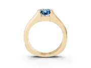 Radiant Cut Half Bezel Solitaire Engagement Ring Setting for a Fancy Blue Lab-Grown Diamond | Wide Band | Yellow Gold