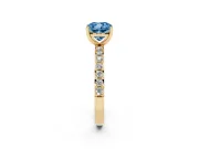 Cushion Cut Pavé Solitaire Engagement Ring Setting for a Fancy Blue Lab-Grown Diamond | Single Row Band | Yellow Gold