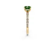 Fancy Green Cushion Cut Diamond Pavé Band Ring Set in Yellow gold with Prong-Set Center Stone