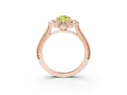 Fancy Yellow Marquise Cut Diamond Halo Milgrain Pavé Ring Set in Rose gold with Prong Setting