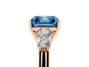 Asscher Cut 5 Stone Engagement Ring Setting for a Fancy Blue Lab-Grown Diamond | Rose Gold