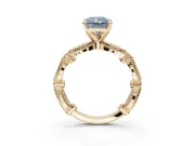 Radiant Cut Vintage Engagement Ring Setting for a Fancy Blue Lab-Grown Diamond | Graduated Stations | Yellow Gold
