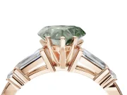 Heart-Shaped Tapered Baguette Engagement Ring Setting for a Fancy Green Lab-Grown Diamond | Bar Set Sides | Rose Gold