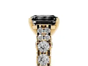Emerald Cut Graduated Engagement Ring Setting for a Black Center | Yellow Gold