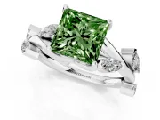 Princess Cut Twisted Vine Engagement Ring Setting for a Fancy Green Lab-Grown Diamond | Platinum