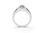 Marquise Pave Halo Engagement Ring Setting for a Fancy Blue Lab-Grown Diamond | Pave Band | Sterling Silver