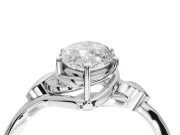 Marquise Leaf Bypass Solitaire Engagement Ring Setting | Polished Band | White Gold