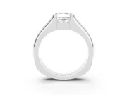 Radiant Cut Half Bezel Solitaire Engagement Ring Setting | Wide Band | White Gold