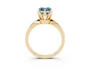 Fancy Blue Asscher Cut Diamond Solitaire Engagement Ring Set in Yellow gold with Slim Tapered Solitaire Band