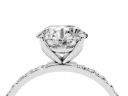 Round Pave Solitaire Engagement Ring Setting | Fine Line Pave Band | Platinum