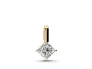 Princess Cut Lab-Grown Diamond Solitaire Pendant Necklace | Tall Bar Bail | Yellow Gold