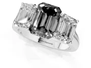 Emerald Cut Three Stone Engagement Ring Setting for a Black Center | Basket Prong Heads | Sterling Silver