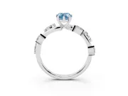 Pear-Shaped Twisted Vine Engagement Ring Setting for a Fancy Blue Lab-Grown Diamond | Marquise Leaves | Sterling Silver