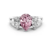 Pear-Shaped Three Stone Engagement Ring Setting for a Fancy Pink Lab-Grown Diamond | Matching Side Stones | Platinum