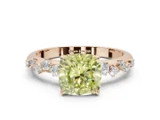 Cushion Cut Graduated Solitaire Engagement Ring Setting for a Fancy Yellow Lab-Grown Diamond | Rose Gold