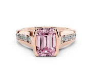 Emerald Cut Half Bezel Engagement Ring Setting for a Fancy Pink Lab-Grown Diamond | Rose Gold