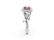 Asscher Cut Leaf Halo Engagement Ring Setting for a Fancy Pink Lab-Grown Diamond | Platinum