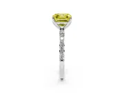 Asscher Cut Pave Solitaire Engagement Ring Setting for a Fancy Yellow Lab-Grown Diamond | Slim Band | Sterling Silver