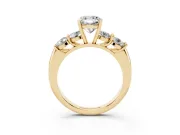 Cushion Cut Five Stone Engagement Ring Setting | Prong Set Side Stones | Yellow Gold