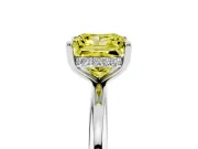 Fancy Yellow Princess Cut Diamond Solitaire Ring Set in Silver with Thin Band and Prong Setting