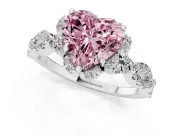 Heart-Shaped Milgrain Halo Engagement Ring Setting for a Fancy Pink Lab-Grown Diamond | Graduated Shoulders | Platinum