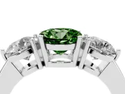 Round Three Stone Engagement Ring Setting for a Fancy Green Lab-Grown Diamond | Large Round Side Stones | Platinum