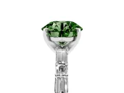 Round Baguette Side Stone Engagement Ring Setting for a Fancy Green Lab-Grown Diamond | Sterling Silver