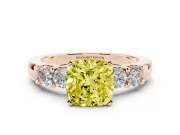 Cushion Cut Five Stone Engagement Ring Setting for a Fancy Yellow Lab-Grown Diamond | Rose Gold