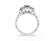 Fancy Pink Emerald Cut Diamond Three-Stone Ring Set in Silver with Braided Band