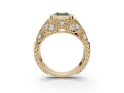 Asscher Cut Vintage Bezel Engagement Ring Setting for a Fancy Green Lab-Grown Diamond | Yellow Gold