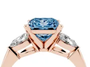 Princess Cut 3-Stone Engagement Ring Setting for a Fancy Blue Lab-Grown Diamond | Rose Gold