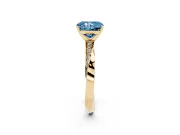 Fancy Blue Radiant Cut Diamond Engagement Ring Set in Yellow gold with Side Stone Accents and Prong Setting