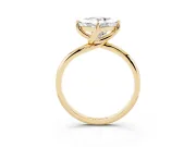 Princess Cut Bypass Solitaire Engagement Ring Setting | Plain Band | Yellow Gold
